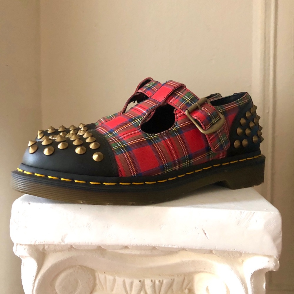 Plaid studded Mary Jane Dr. Marten